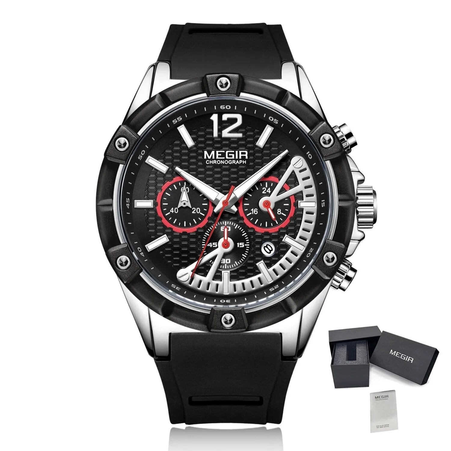 MEGIR | Montre Homme Sport Militaire | Chronographe | Silicone