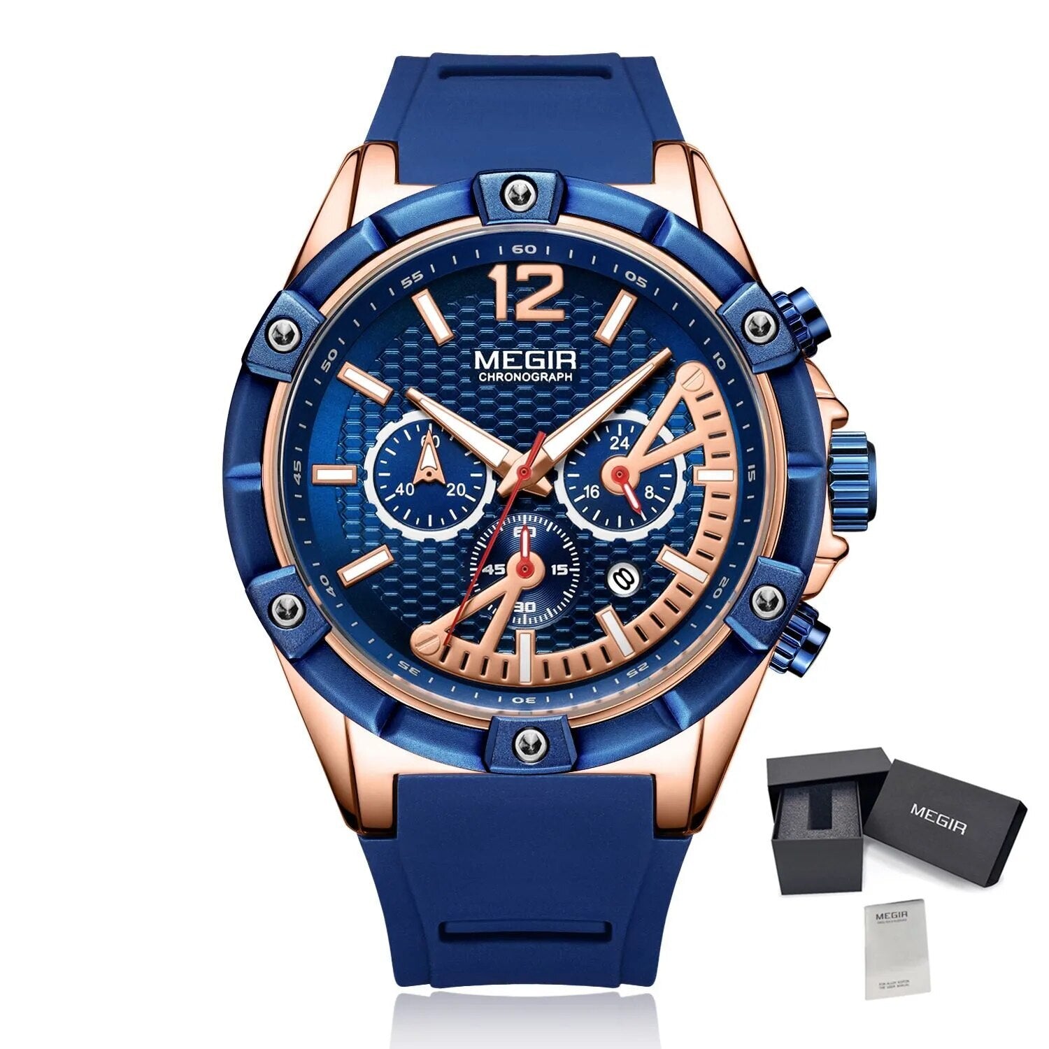 MEGIR | Montre Homme Sport Militaire | Chronographe | Silicone