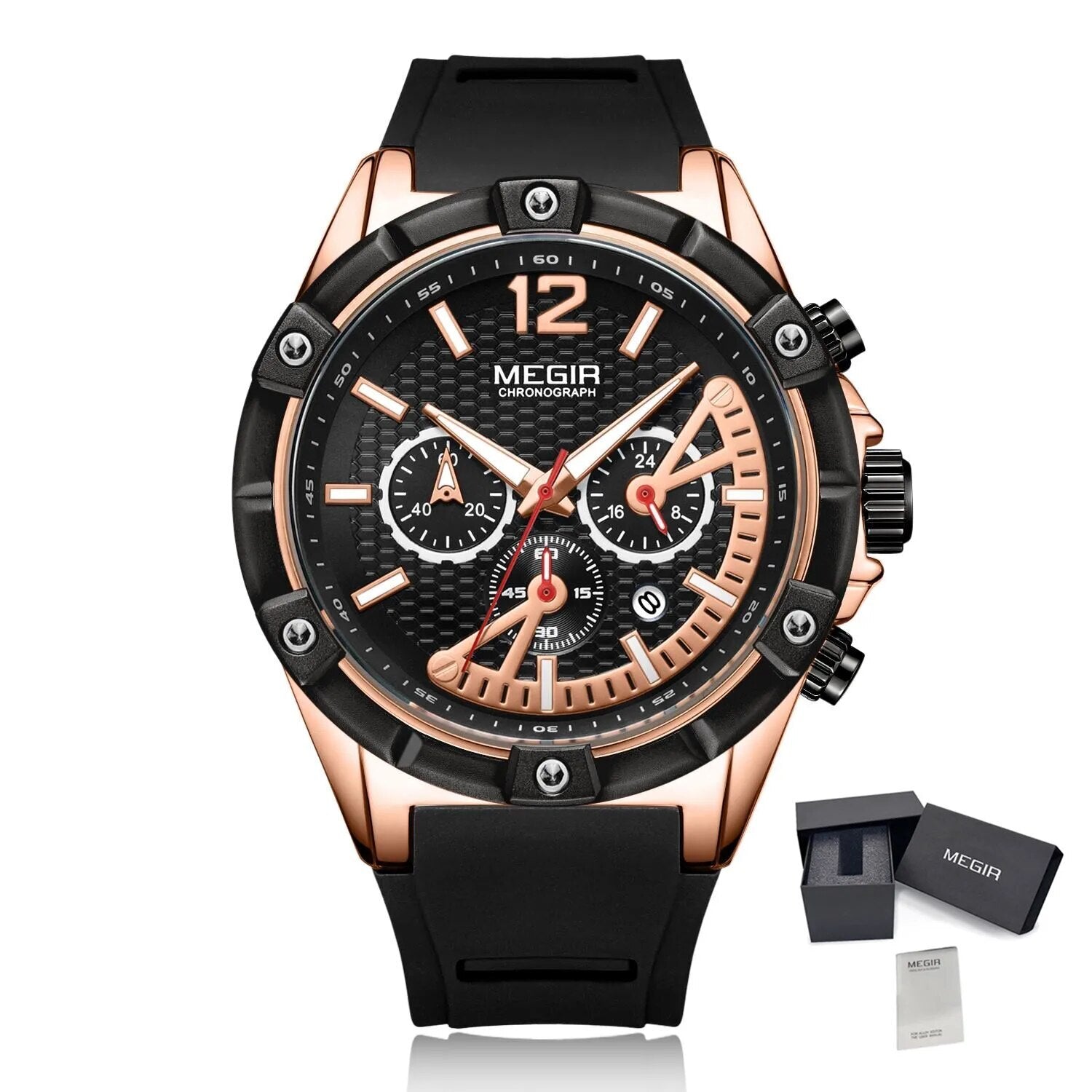 MEGIR | Montre Homme Sport Militaire | Chronographe | Silicone
