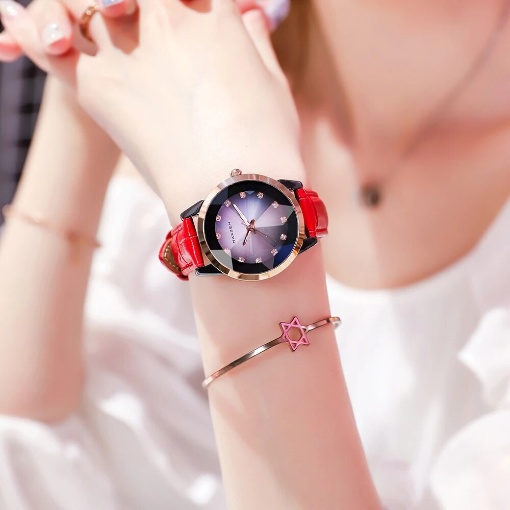 NAKZEN | Montre Femme Céramique Noire | Cuir & Quartz | Luxe