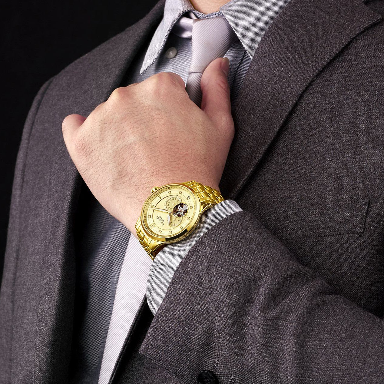 MEGIR | Montre Homme Automatique | Acier & Saphir | Étanche 50M