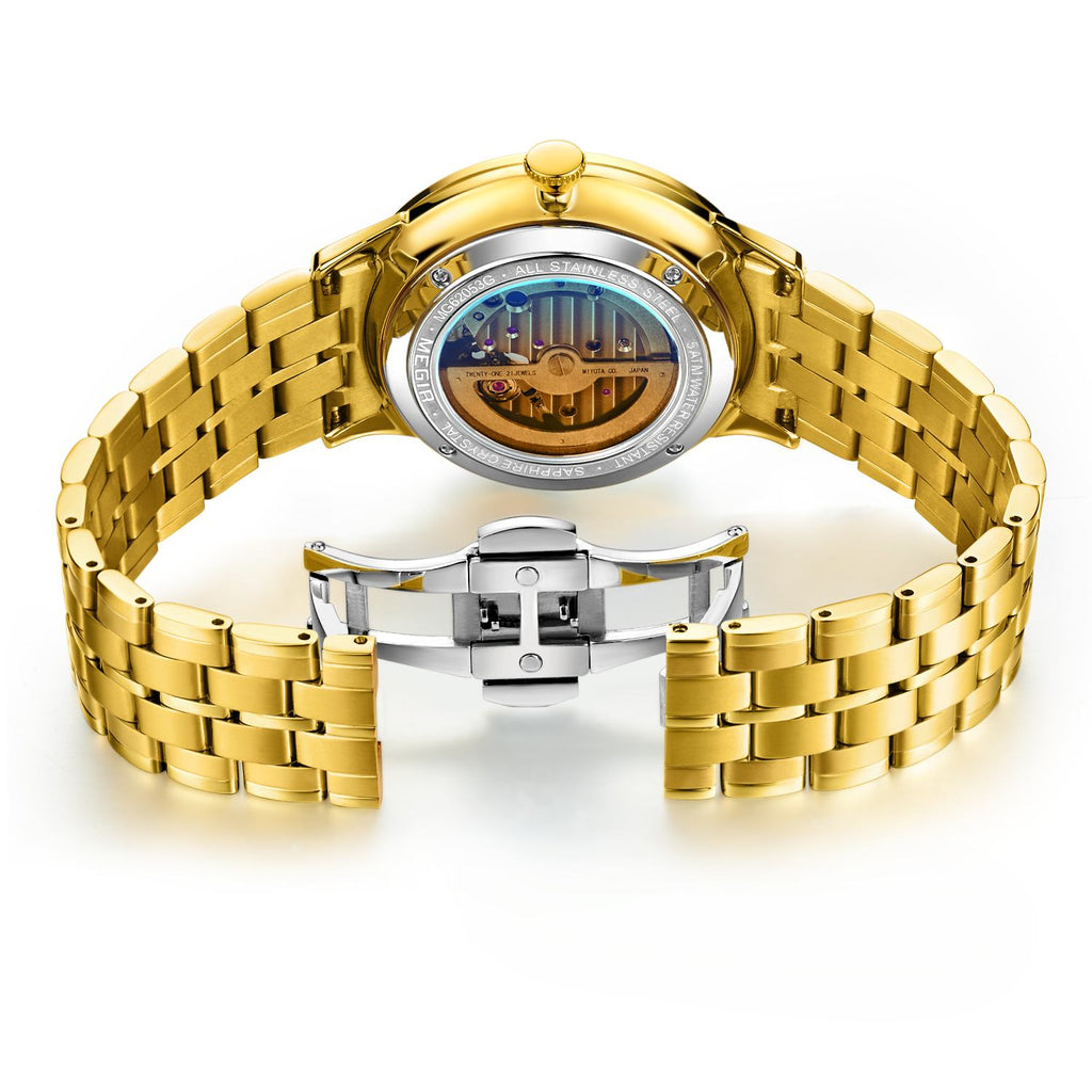 MEGIR | Montre Homme Automatique | Acier & Saphir | Étanche 50M
