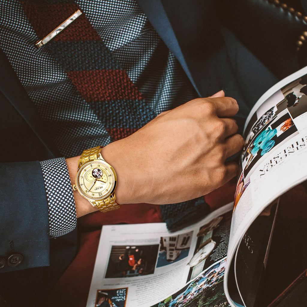 MEGIR | Montre Homme Automatique | Acier & Saphir | Étanche 50M