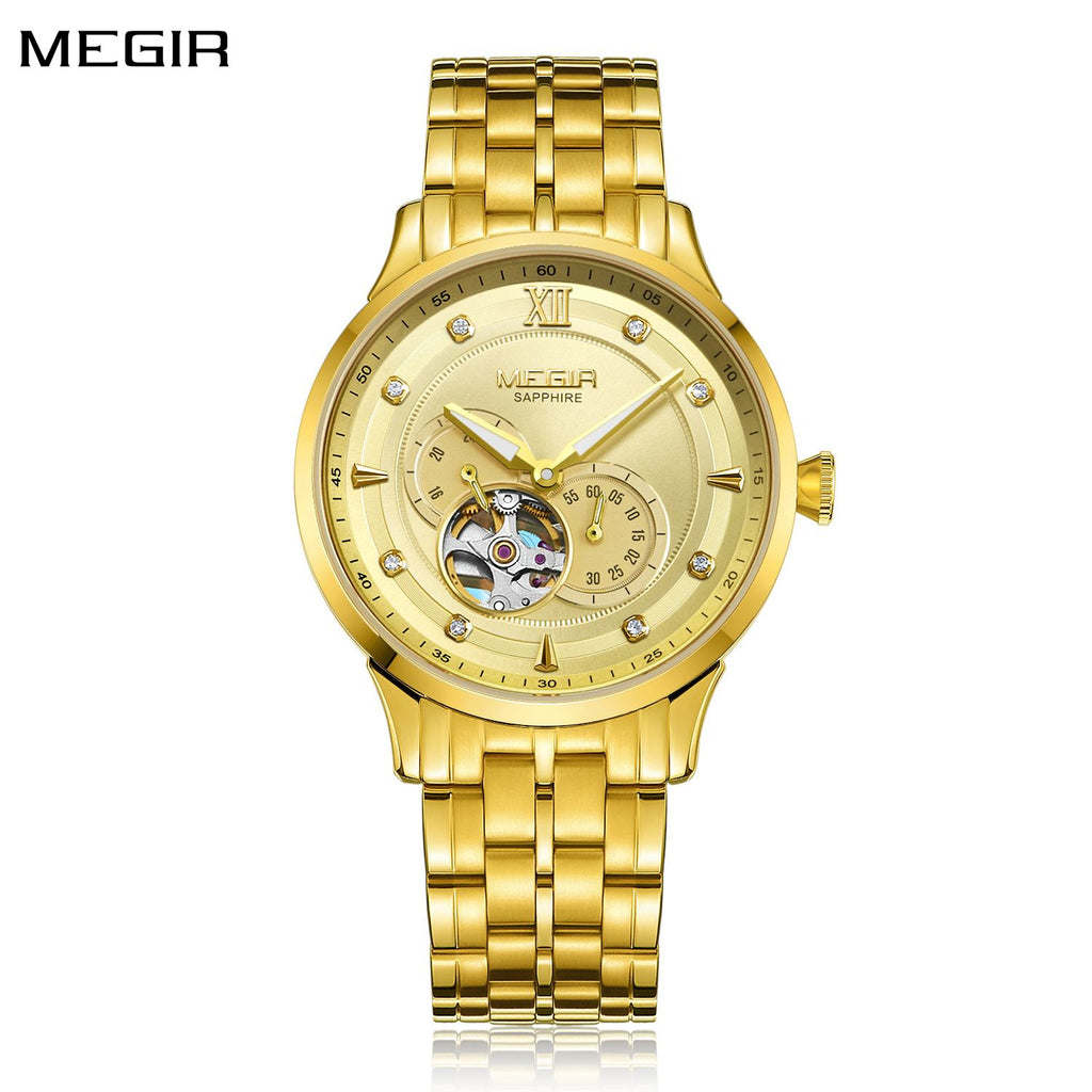 MEGIR | Montre Homme Automatique | Acier & Saphir | Étanche 50M