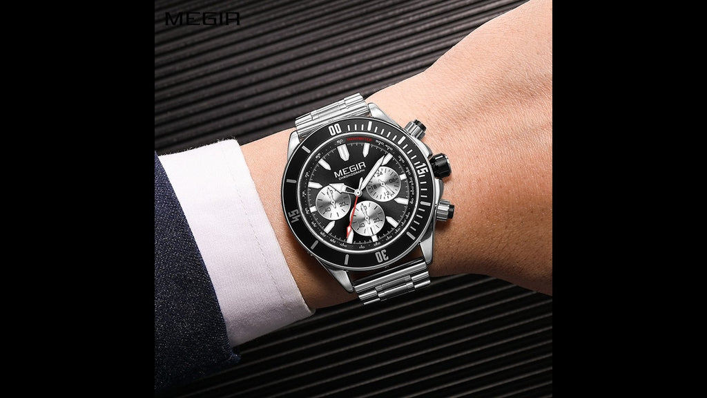 MEGIR | Montre Homme Quartz Militaire | Chronographe | Étanche