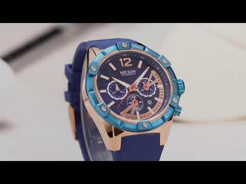 MEGIR | Montre Homme Sport Militaire | Chronographe | Silicone