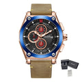 MEGIR | Montre Homme Quartz | Cuir & Chronographe | Sport