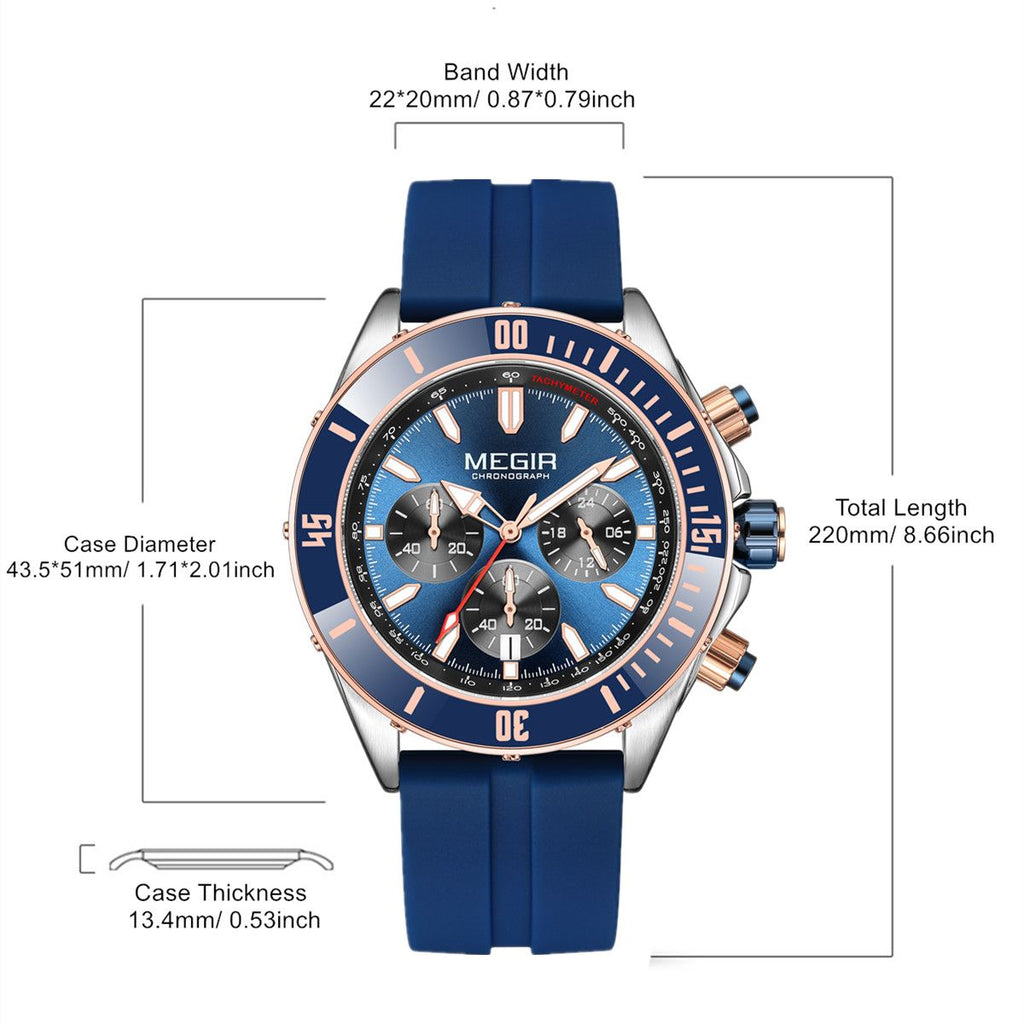 MEGIR | Montre Homme Quartz Militaire | Chronographe | Étanche
