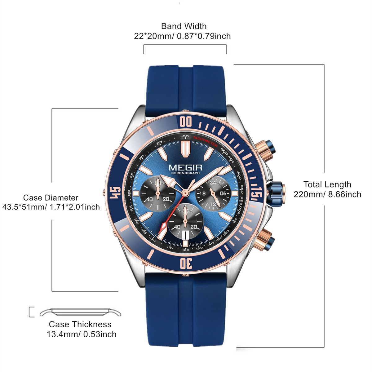 MEGIR | Montre Homme Quartz Militaire | Chronographe | Étanche