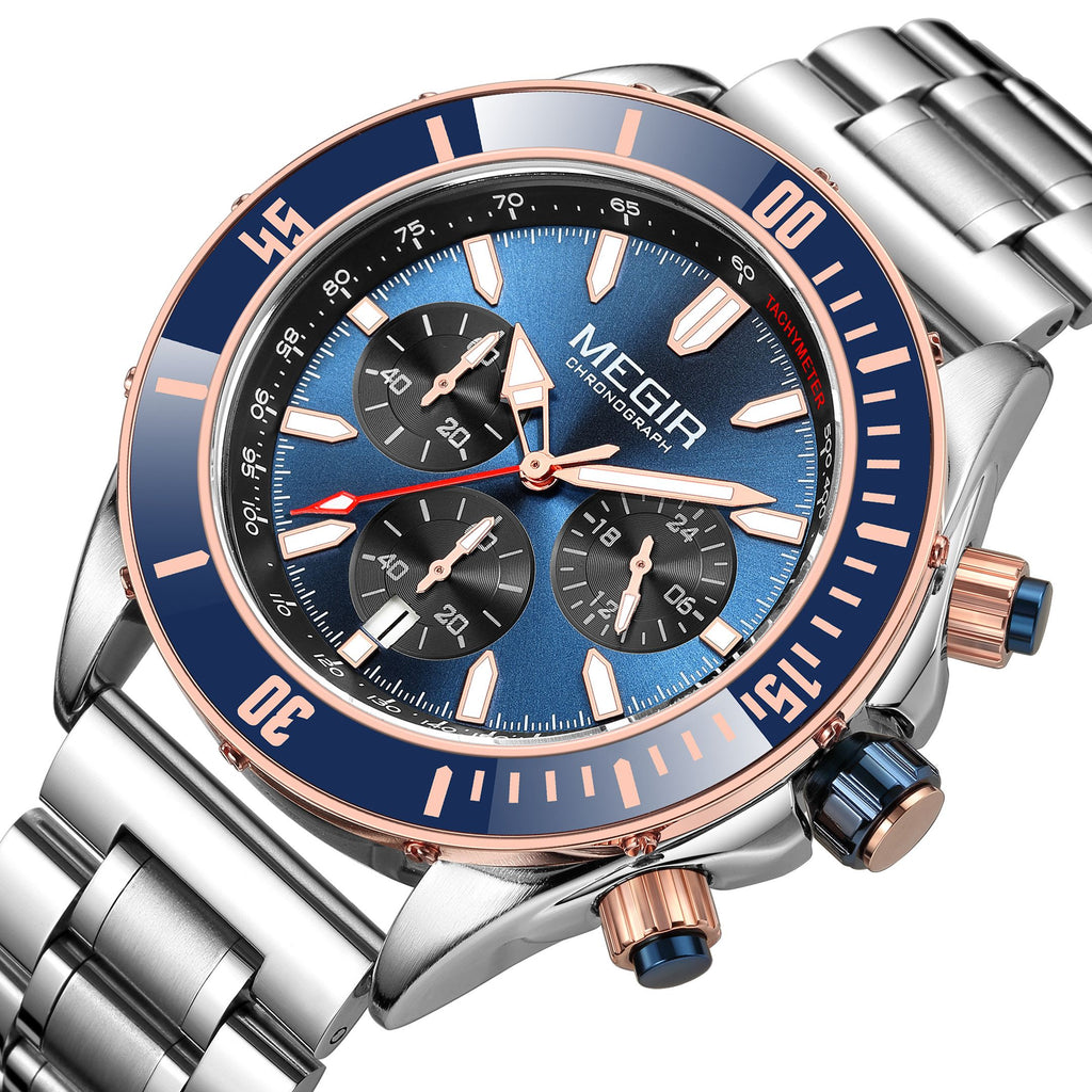 MEGIR | Montre Homme Quartz Militaire | Chronographe | Étanche