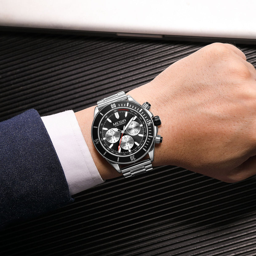 MEGIR | Montre Homme Quartz Militaire | Chronographe | Étanche