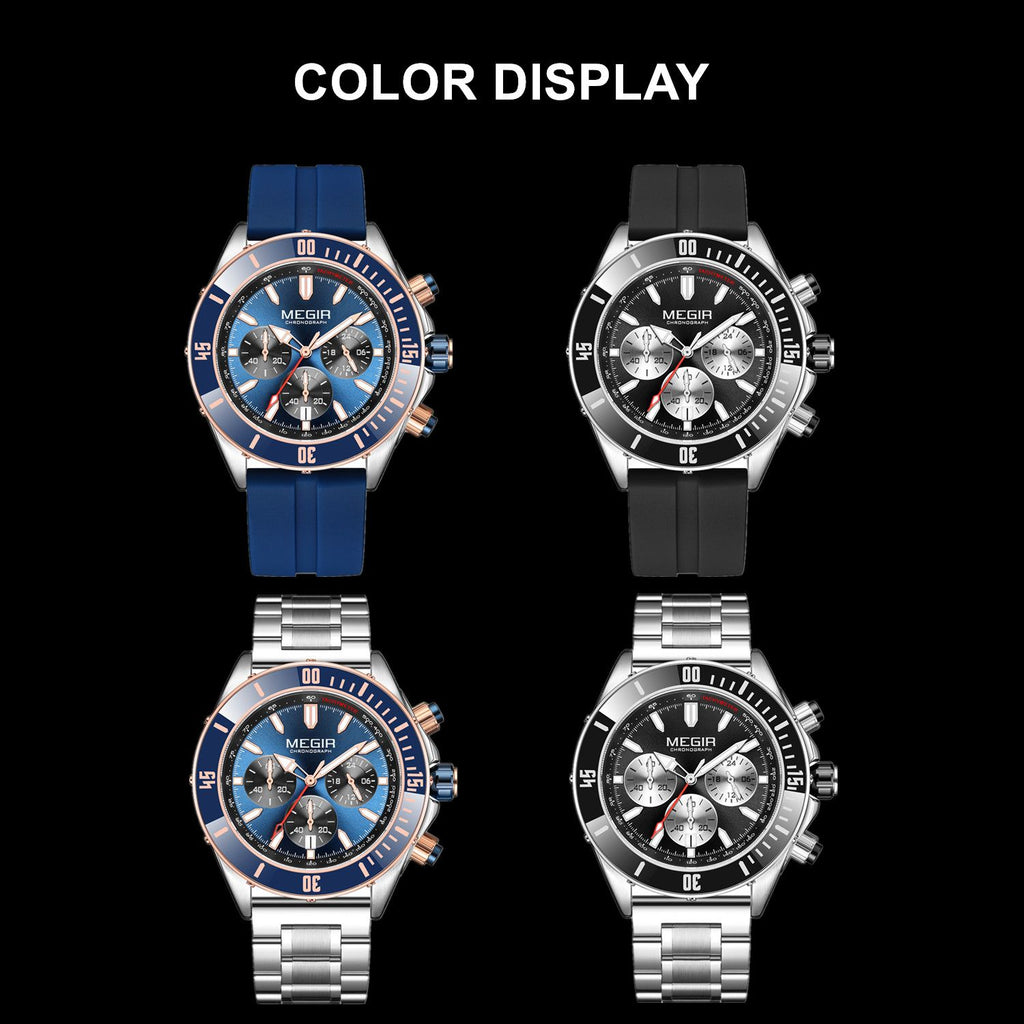 MEGIR | Montre Homme Quartz Militaire | Chronographe | Étanche
