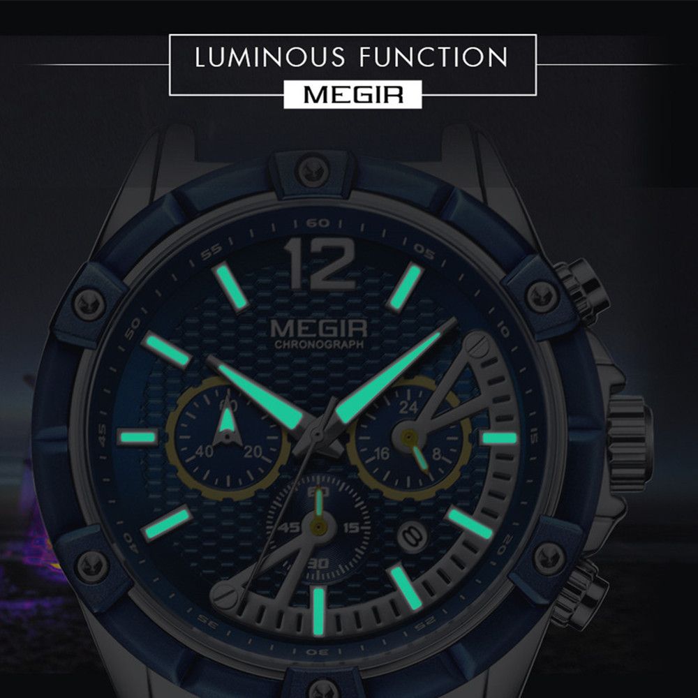 MEGIR | Montre Homme Sport Militaire | Chronographe | Silicone