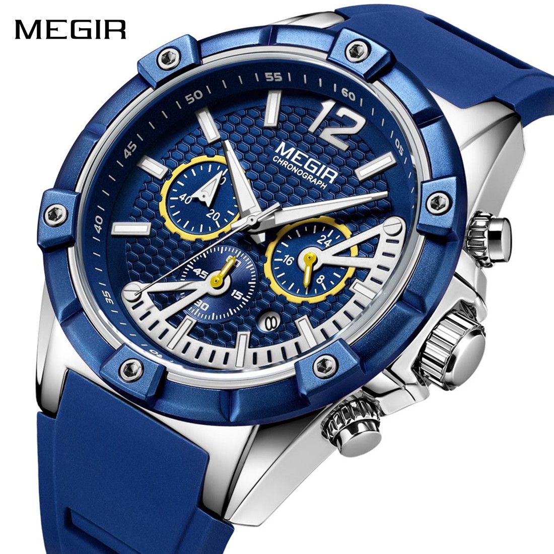 MEGIR | Montre Homme Sport Militaire | Chronographe | Silicone