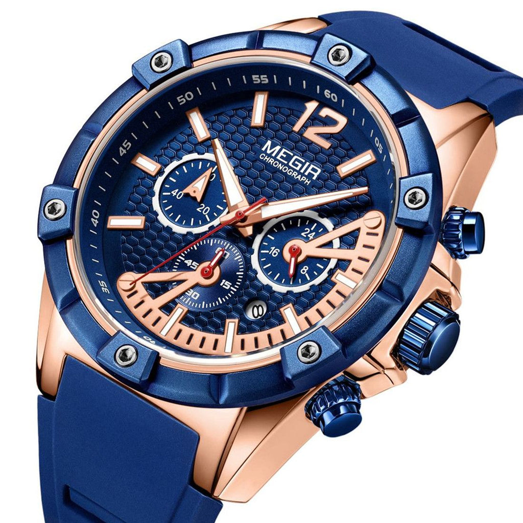 MEGIR | Montre Homme Sport Militaire | Chronographe | Silicone