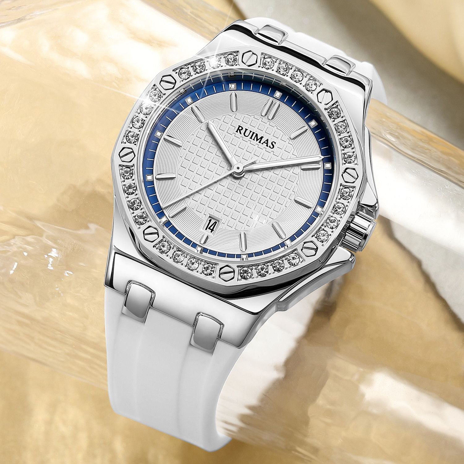 RUIMAS | Montre Femme Quartz | Diamant & Grand Cadran | Élégante