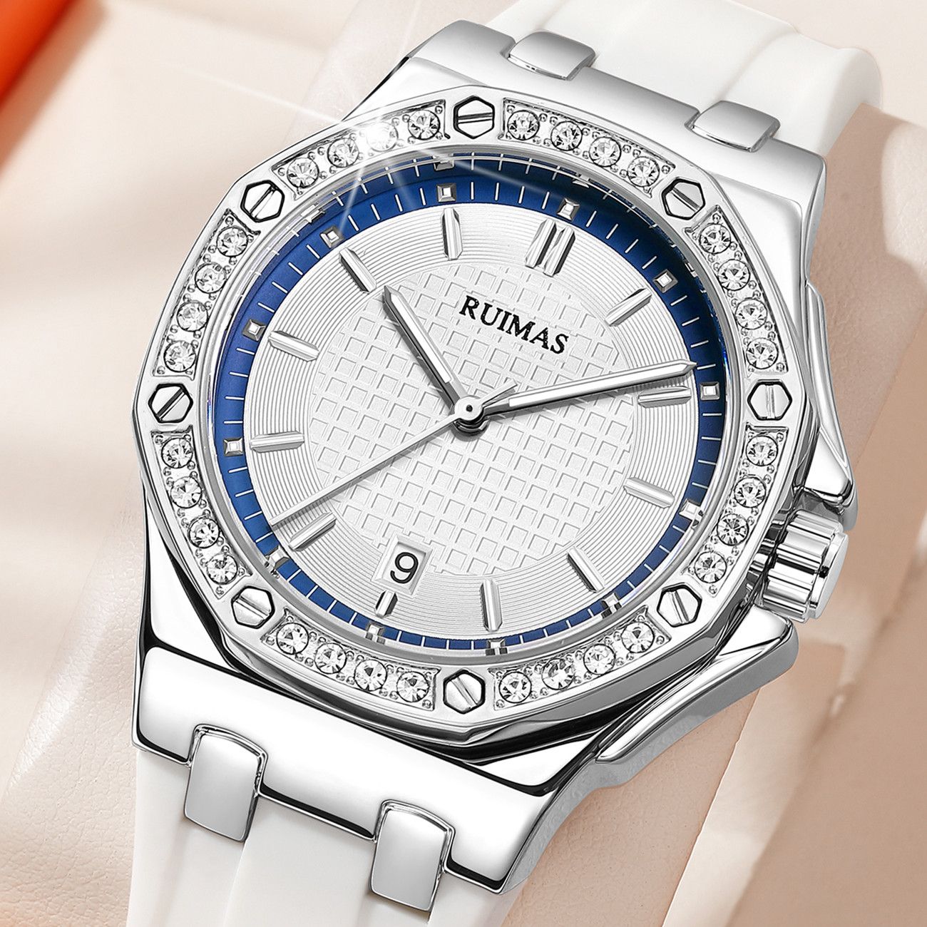 RUIMAS | Montre Femme Quartz | Diamant & Grand Cadran | Élégante